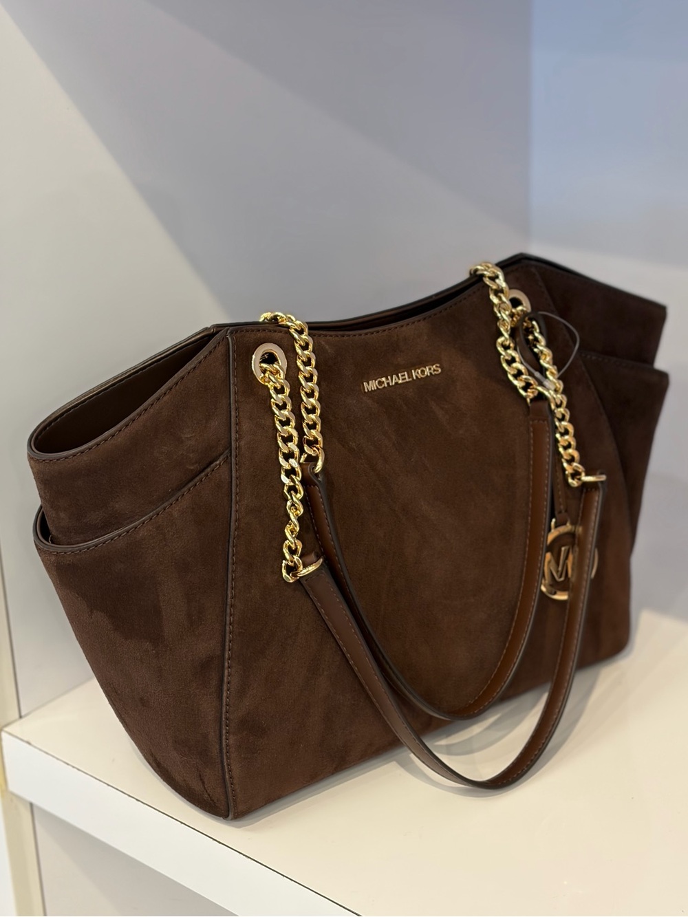 Michael Kors Jet Set Travel Suede chain Shoulder Tote Bag